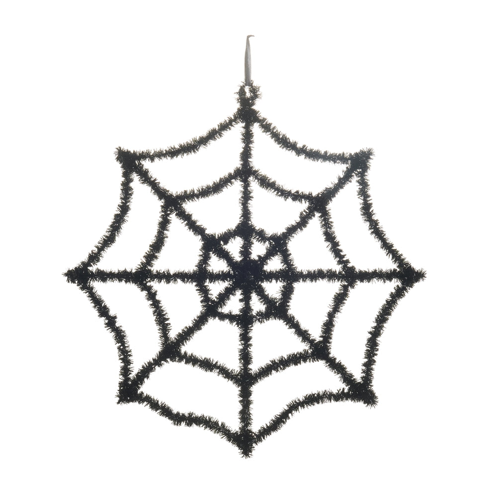 25" Black Tinsel Spider Web