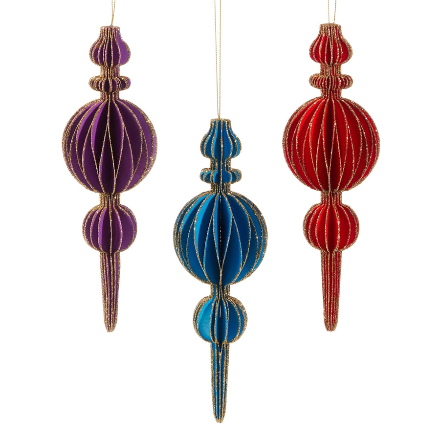 9" Jewel Tone Paper Finial Ornament