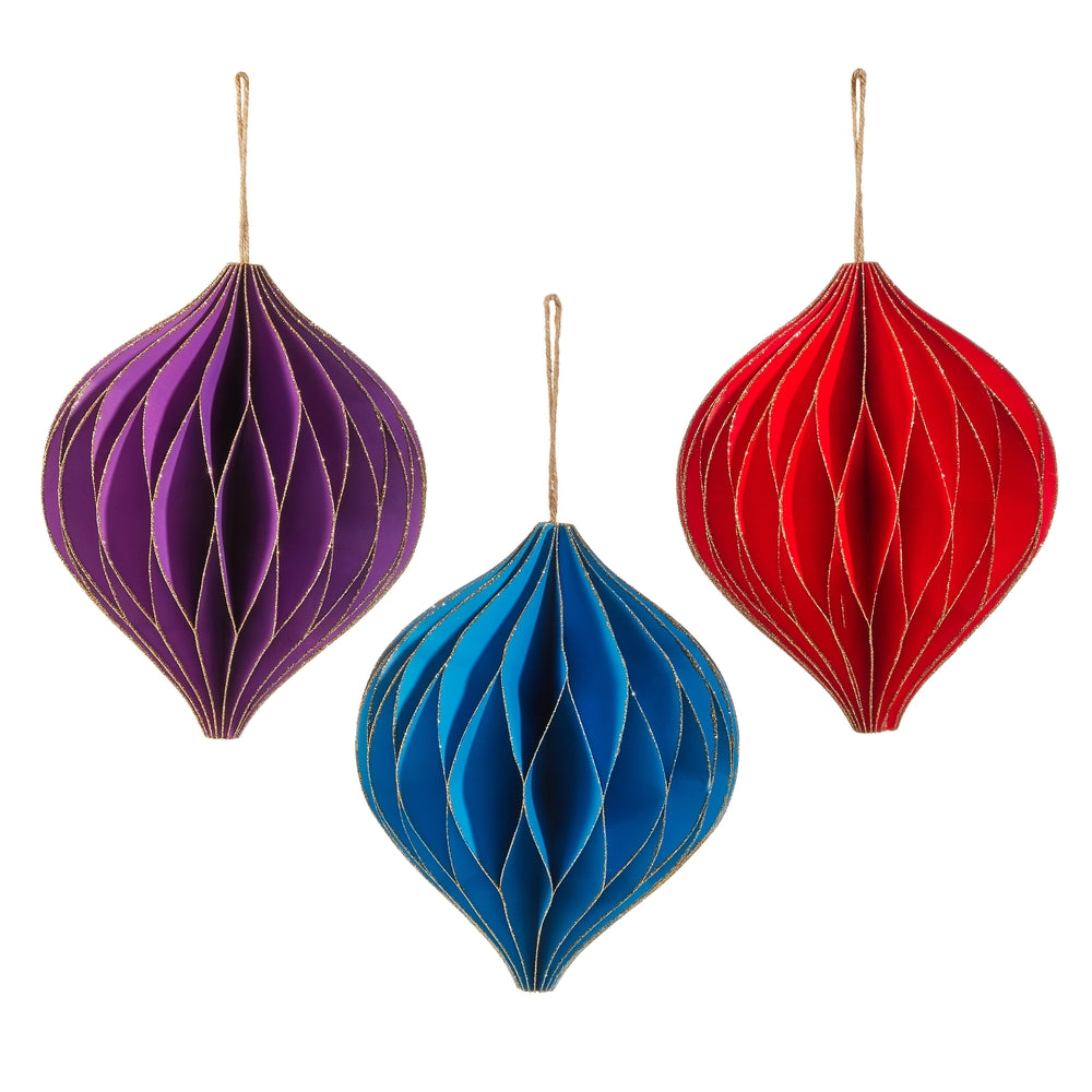 10" Jewel Tone Paper Onion Ornament
