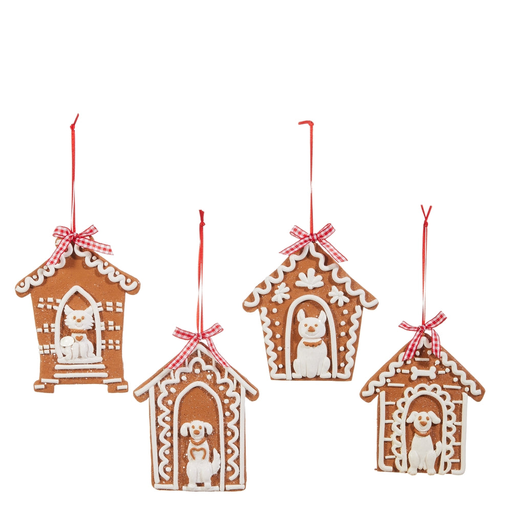 4.5" Gingerbread Doghouse Ornament