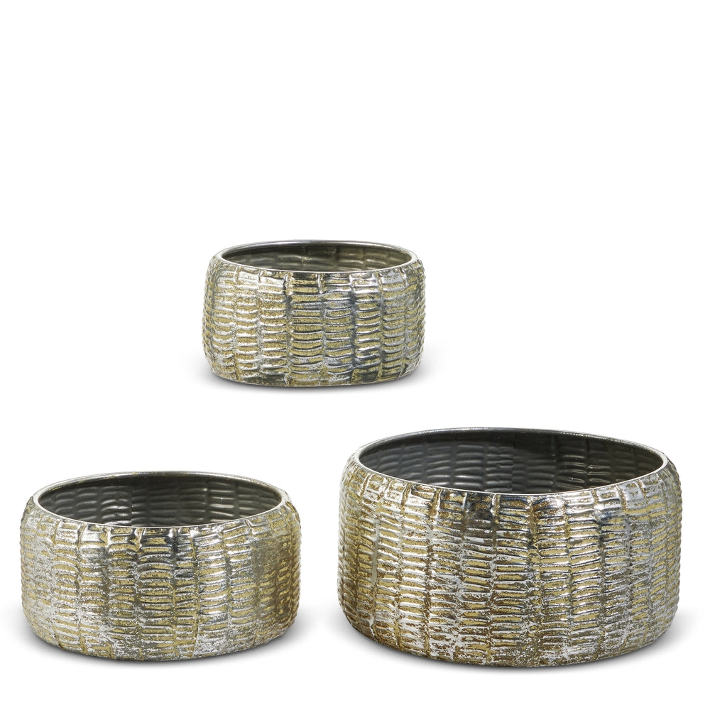 11" Pewter Distressed Containers