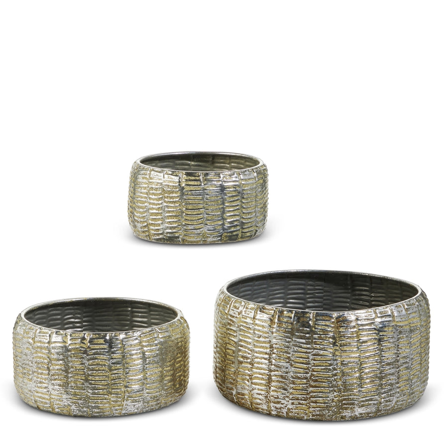 11" Pewter Distressed Containers