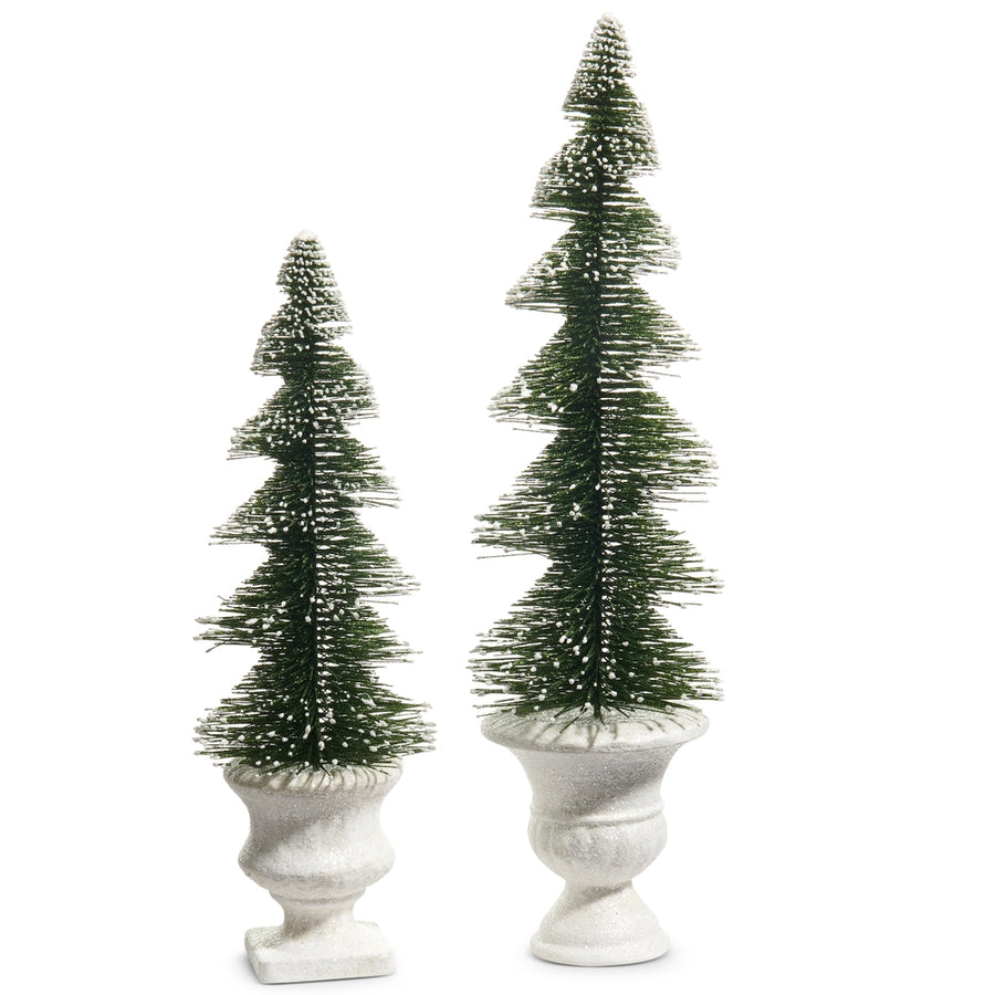 18" Bottle Brush Trees in Urns
