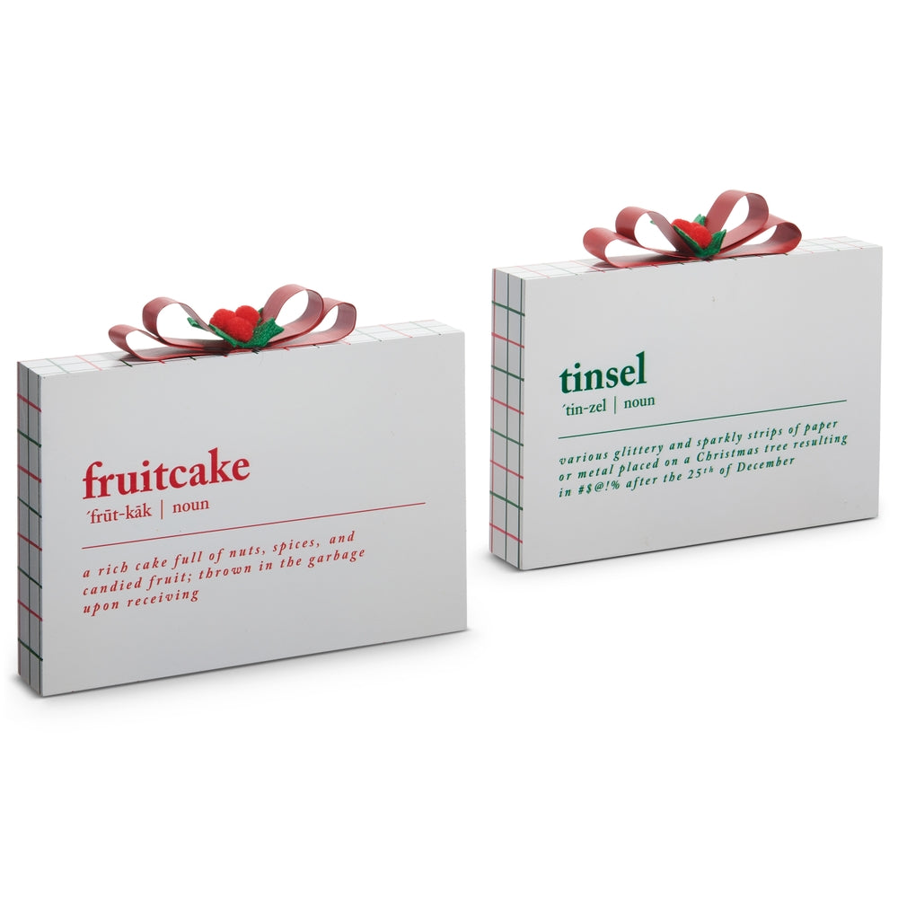 9" Tinsel and Fruitcake Definition Block