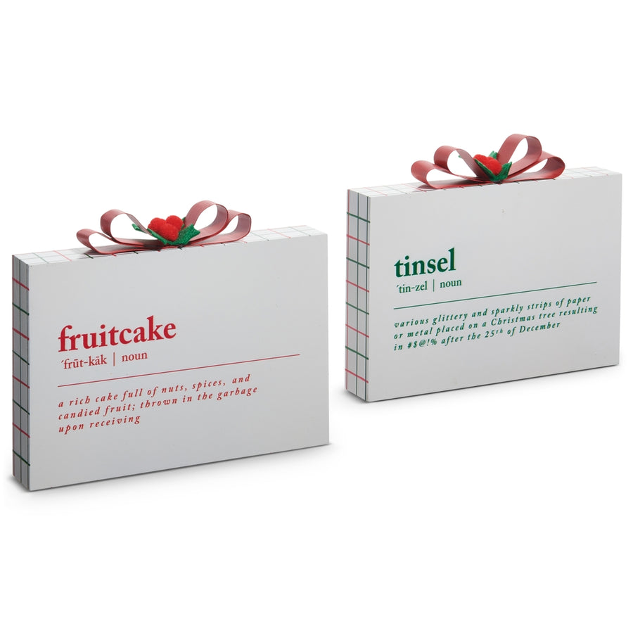 9" Tinsel and Fruitcake Definition Block
