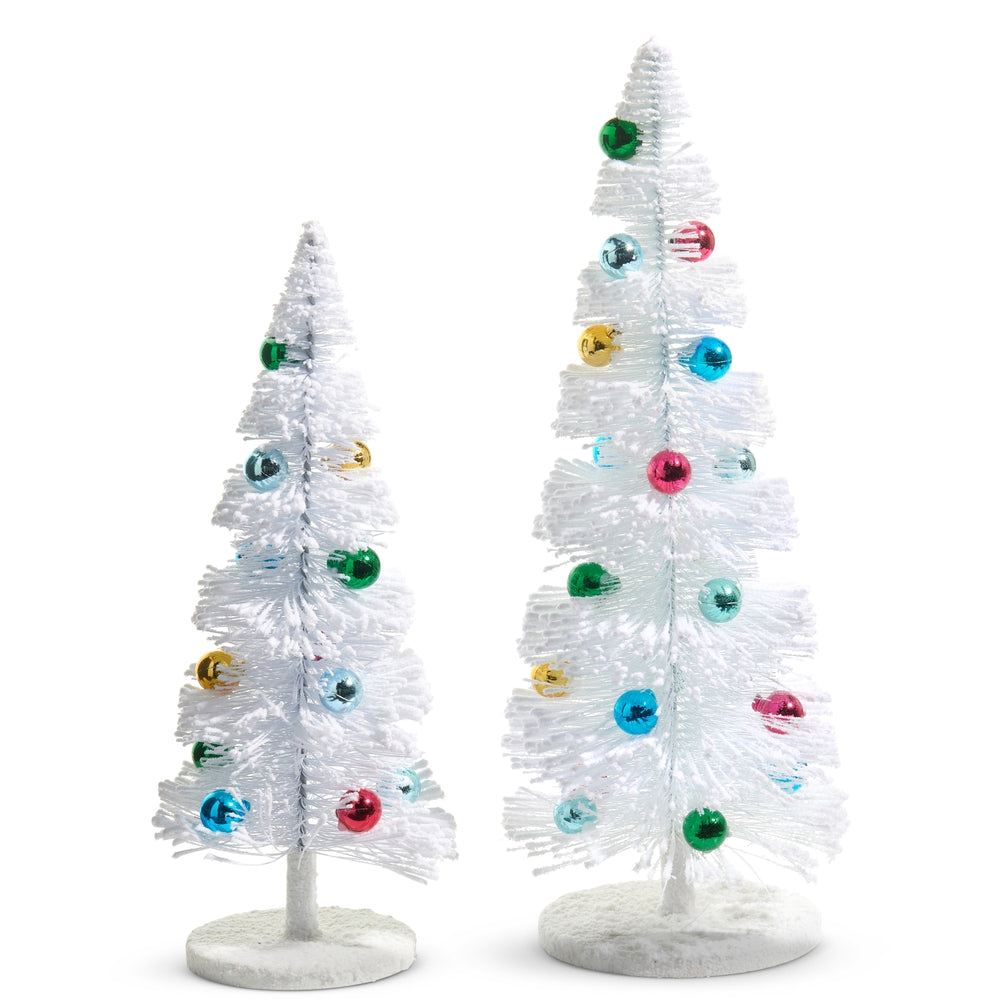 16" Bottle Brush Trees with Multicolor Ornaments