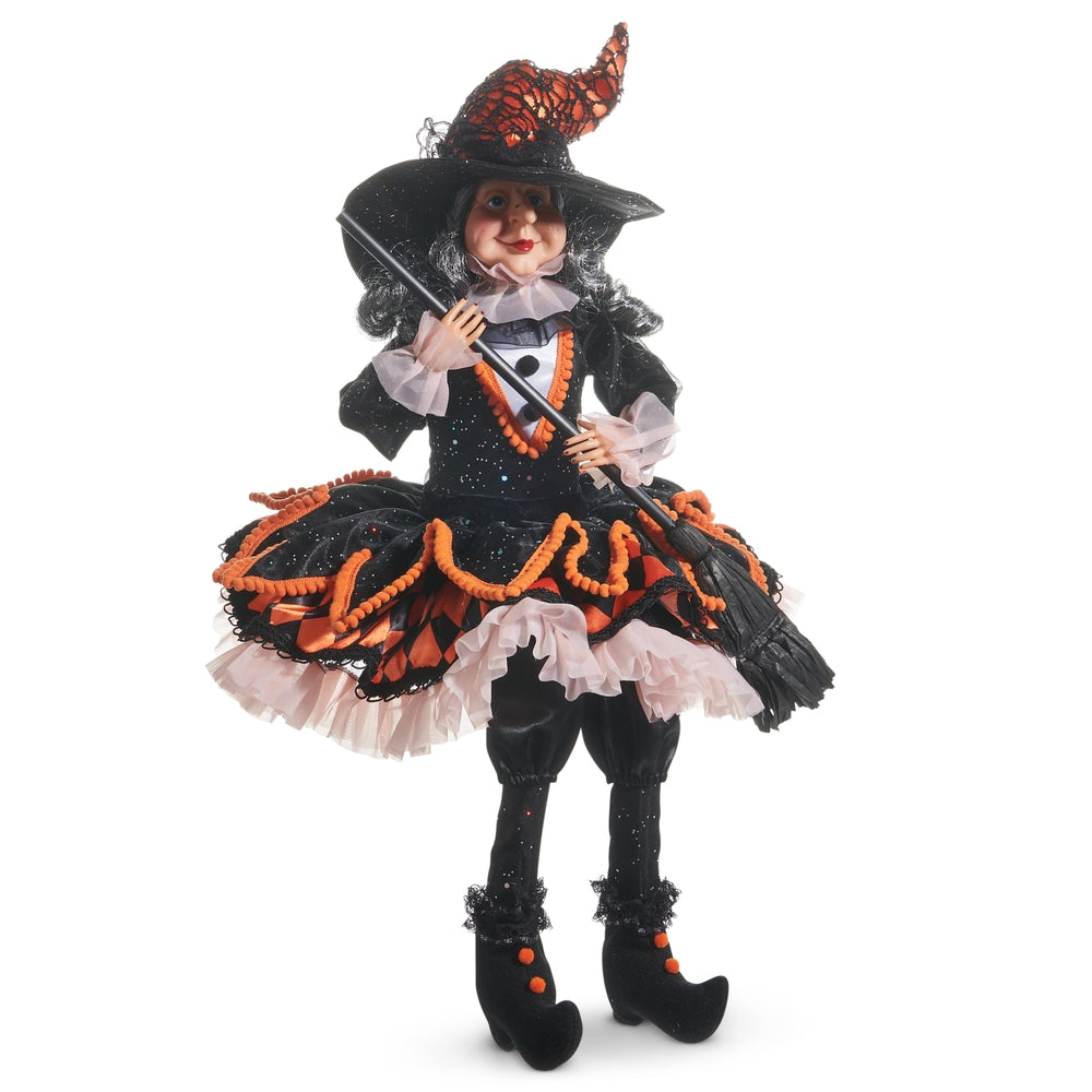 20" Orange and Black Party Dress Witch