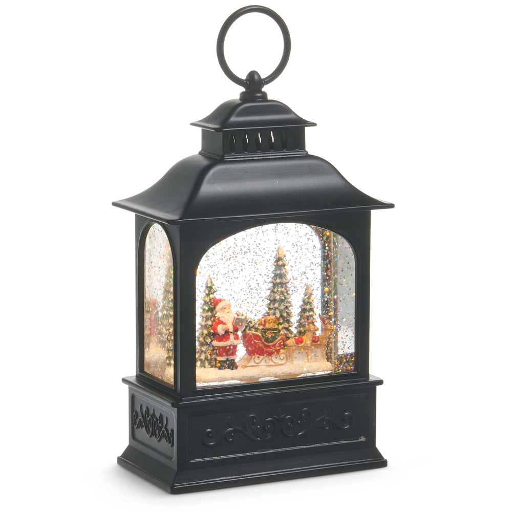 9" Santa and Reindeer Musical Lighted Water Lantern