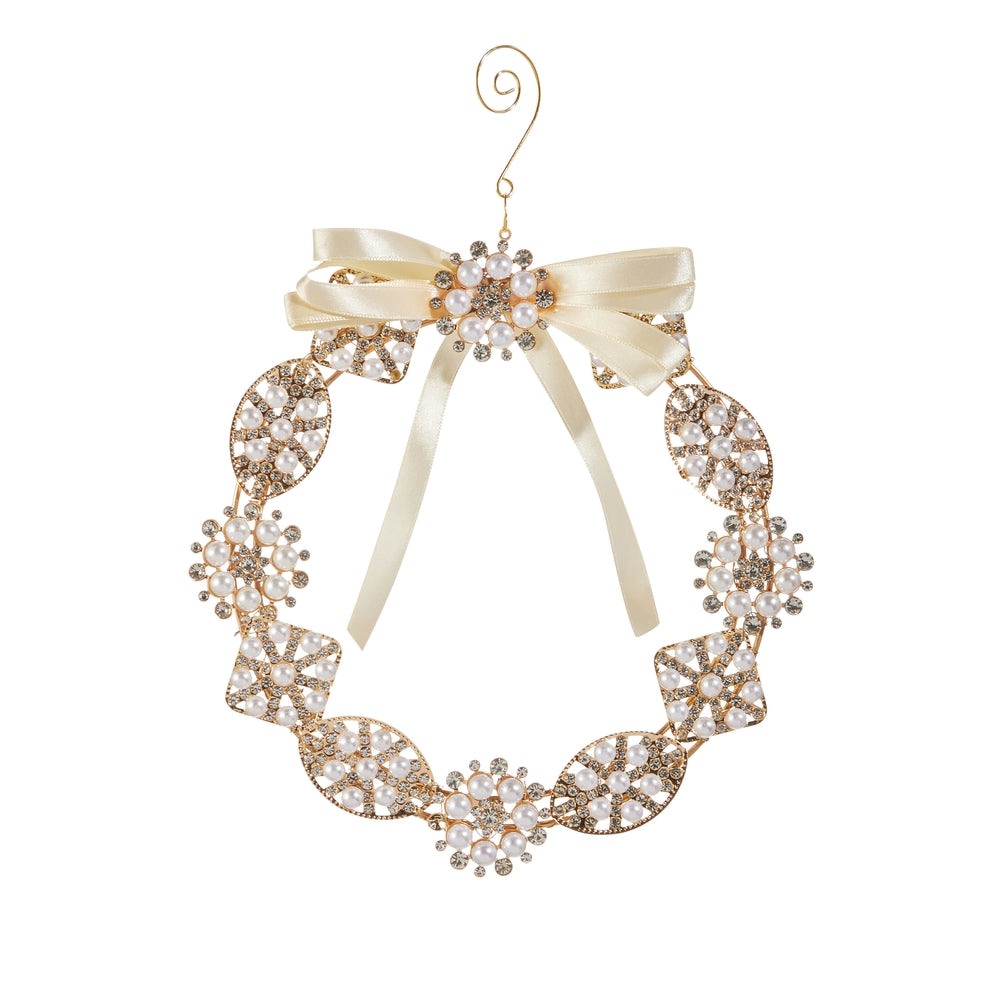 8" Pearl Brooch Wreath Ornament