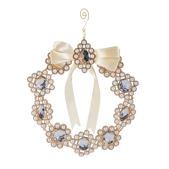 10" Pearl Broach Wreath Ornament