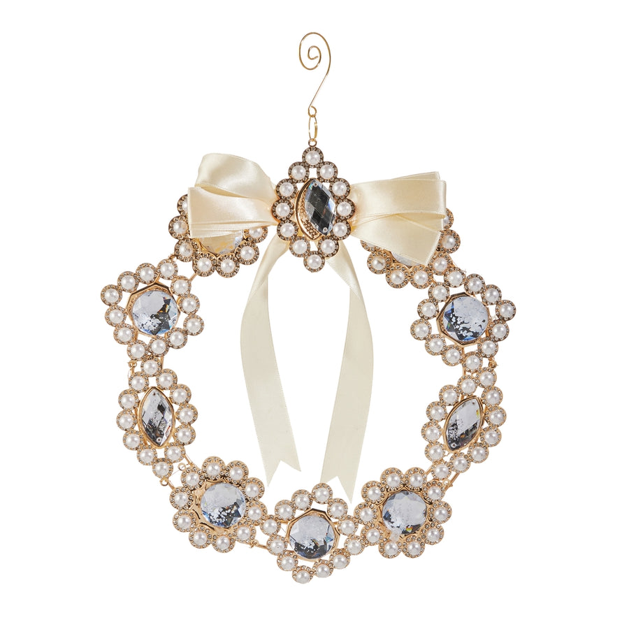 10" Pearl Broach Wreath Ornament