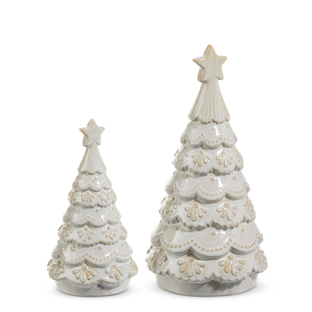 10" White Glazed Trees
