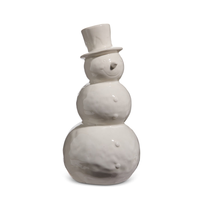 10.25" White Glazed Snowman