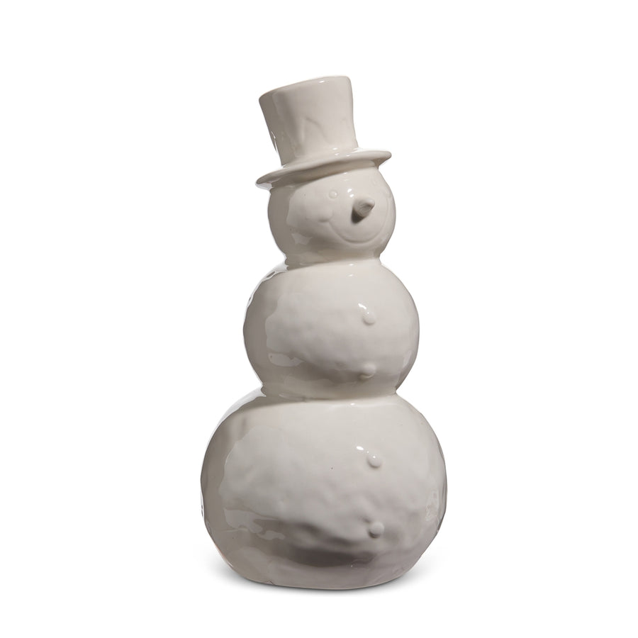 10.25" White Glazed Snowman