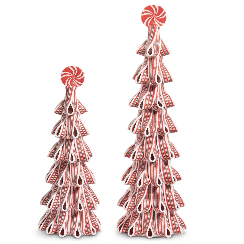 18" Red and White Ribbon Candy Trees