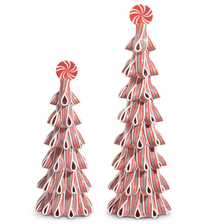 18" Red and White Ribbon Candy Trees