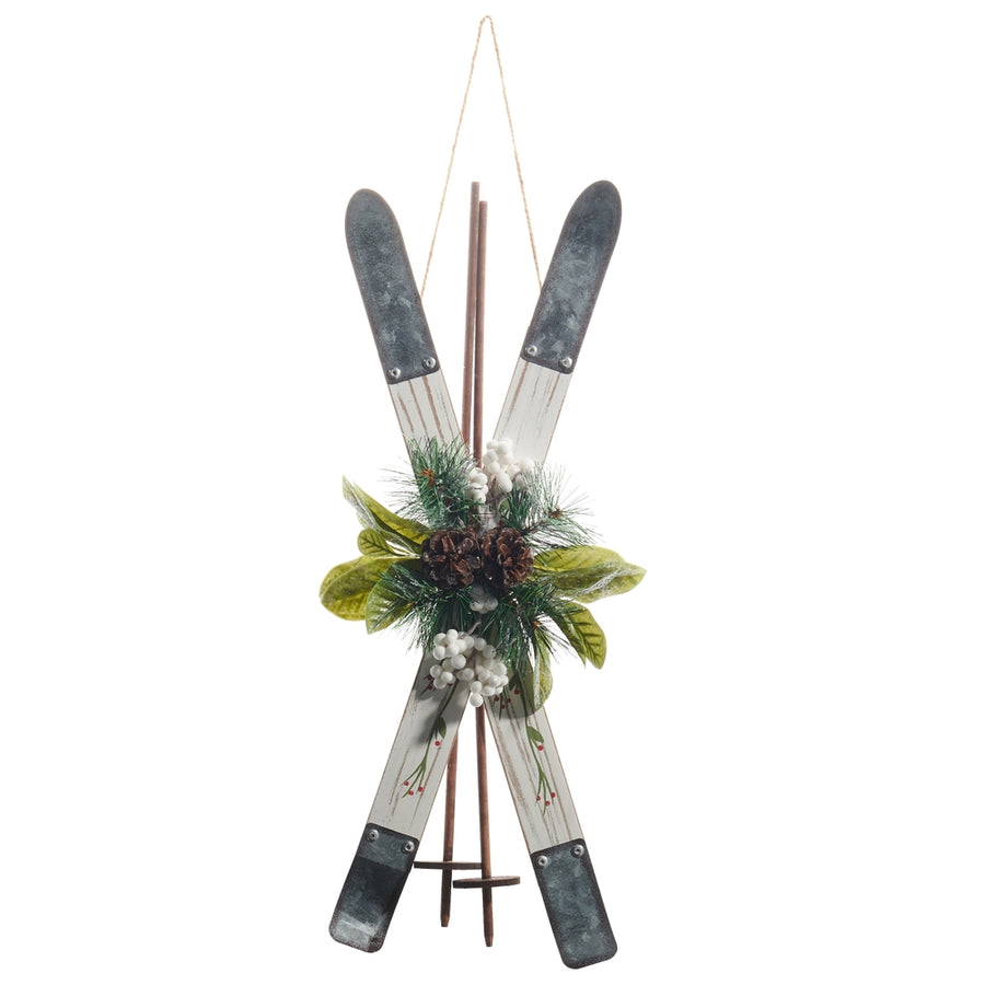 21.5" Crossed Ivory Ski Ornament