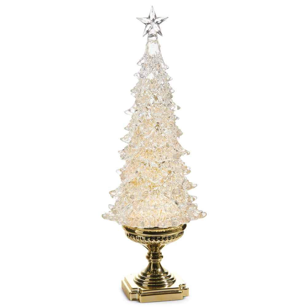 20" Lighted Tree with Swirling Gold Glitter