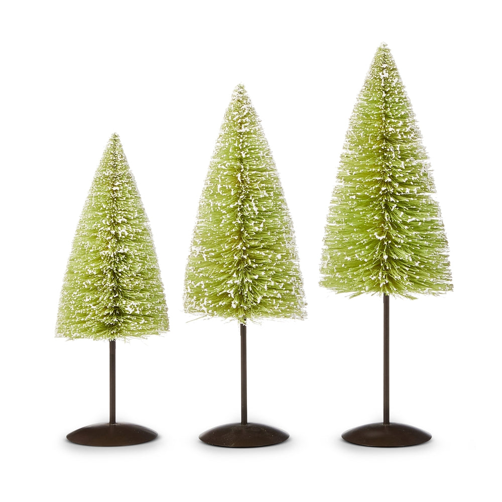 18" Green Bottle Brush Trees