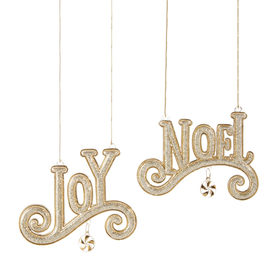 4.75" Gold Joy and Noel Ornament