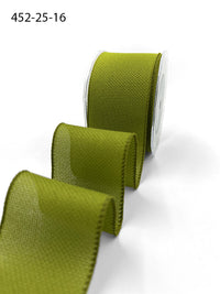 2.5 Inch Woven Textured Ribbon with Wired Edge – 452-25-16 Green