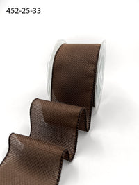 2.5 Inch Woven Textured Ribbon with Wired Edge – 452-25-33 Brown