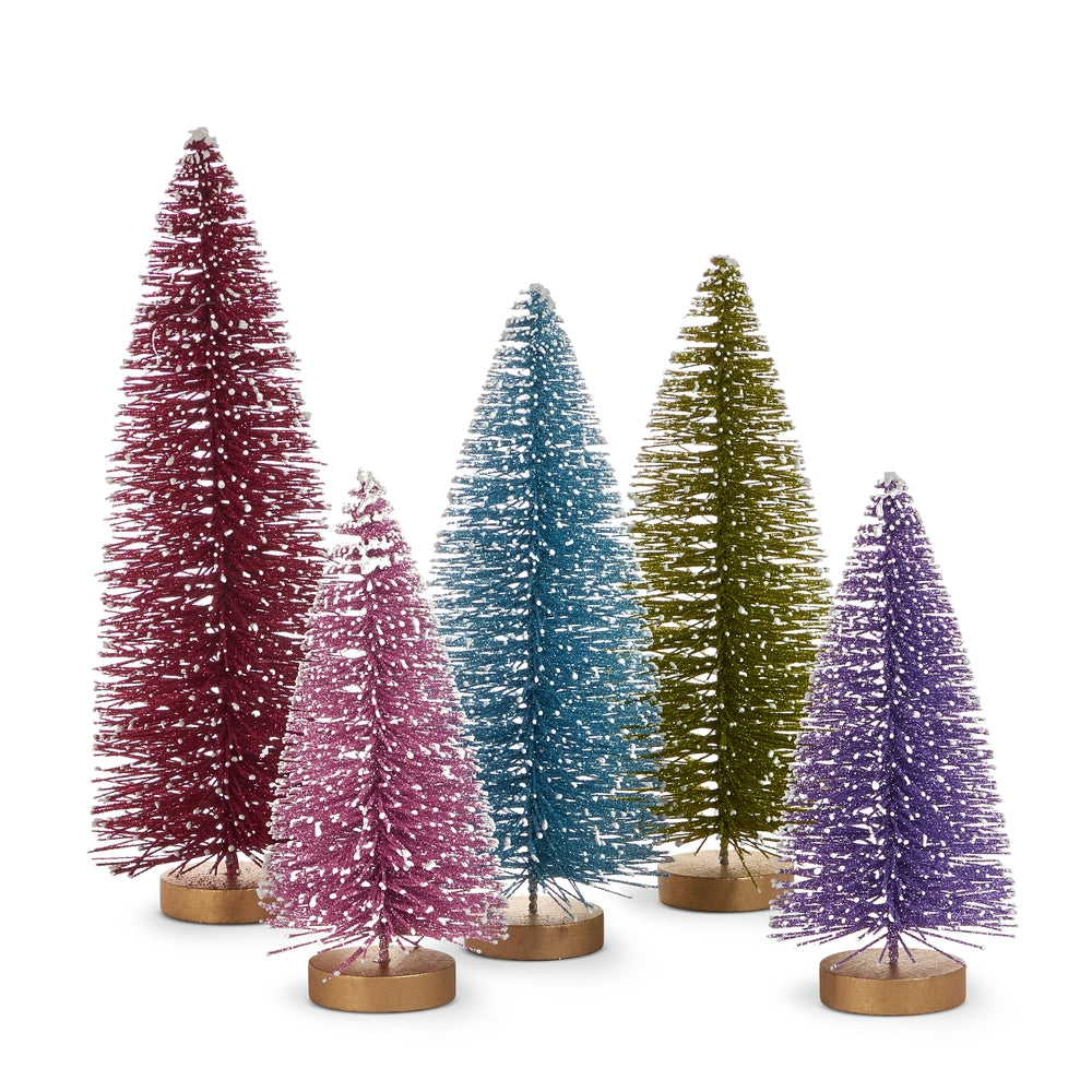 10.75" Multicolor Glittered Trees