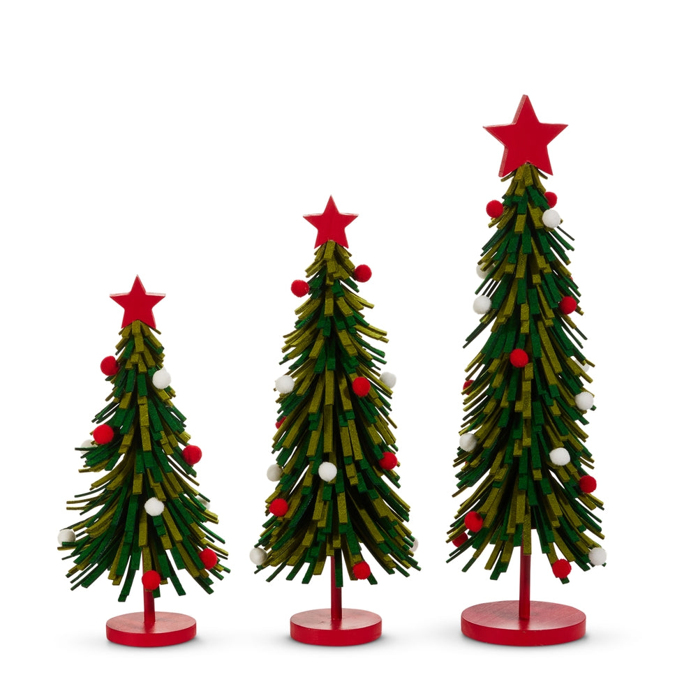 15" Red and Green Felt Trees