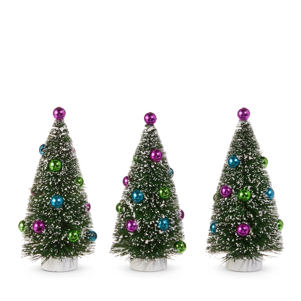 6" Box of Bottle Brush Trees with Ornaments
