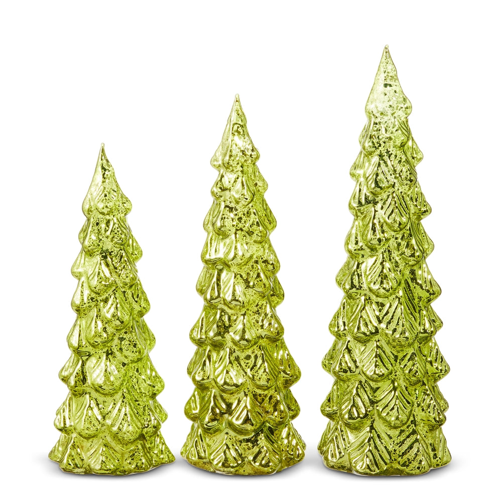 12" Apple Green Glass Trees