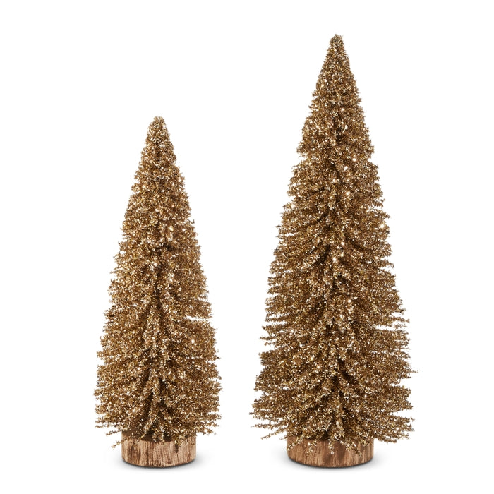 18" Gold Glittered Bottle Brush Trees