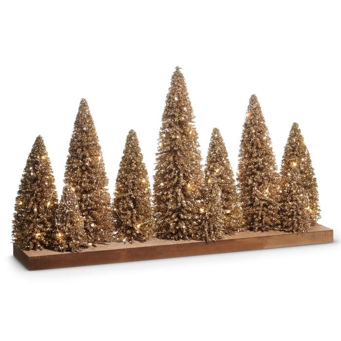 24" Lighted Glitter Bottle Brush Trees on Base