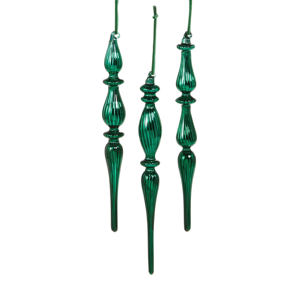 10.75" Box of Green Finial Ornaments