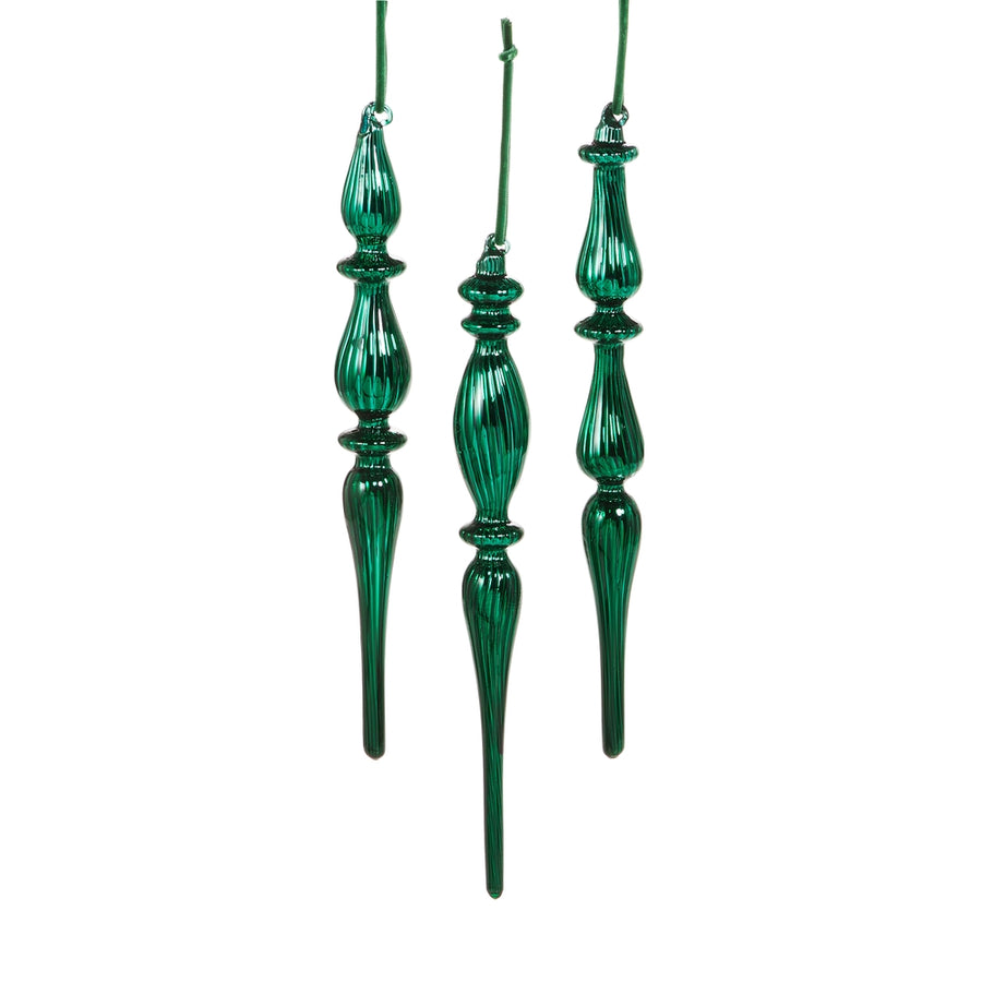 10.75" Box of Green Finial Ornaments