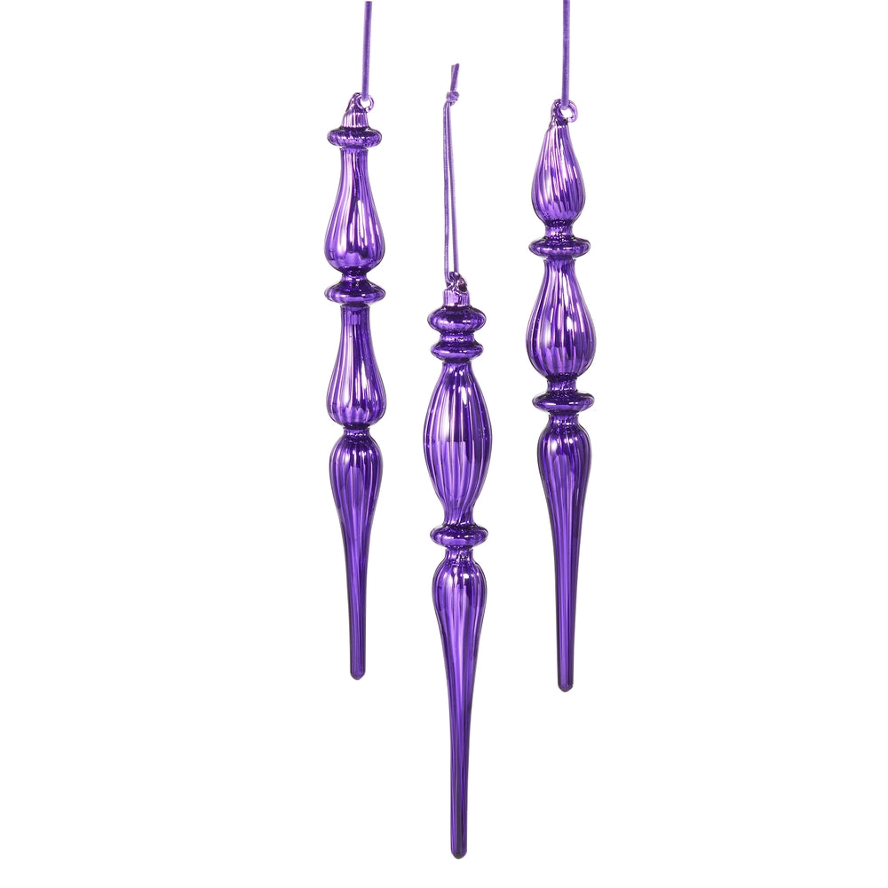 10.5" Purple Finial Ornaments