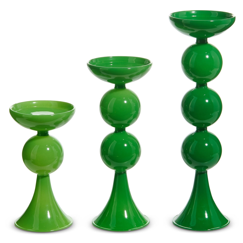12" Green Candle Holders