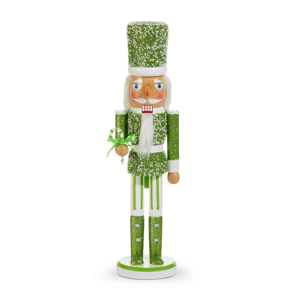 15.75" Green Glittered Nutcracker