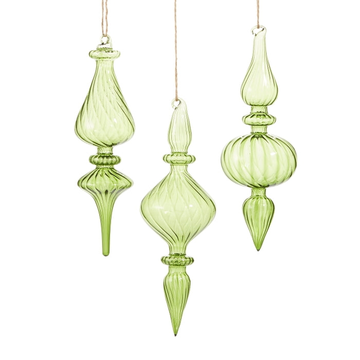 10" Green Transparent Finial Ornament