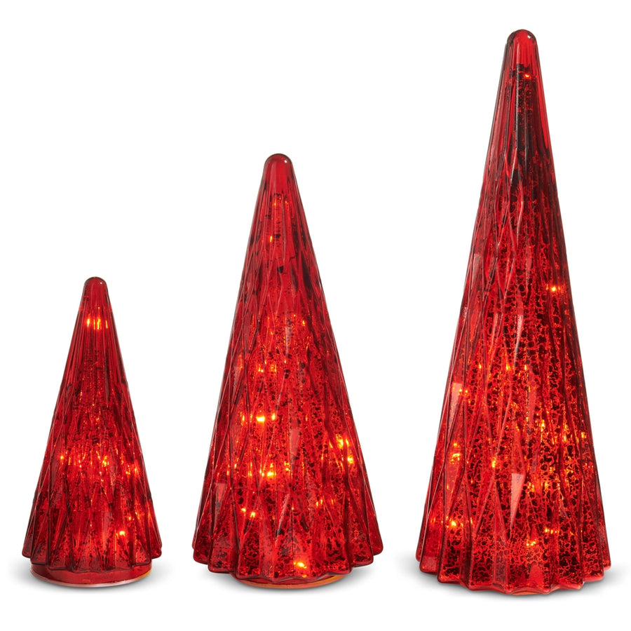 14.5" Berry Glass Lighted Trees