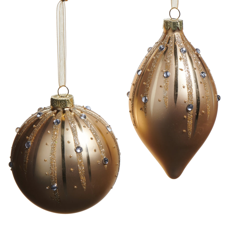 4" Gold Glitter Pattern Ornament