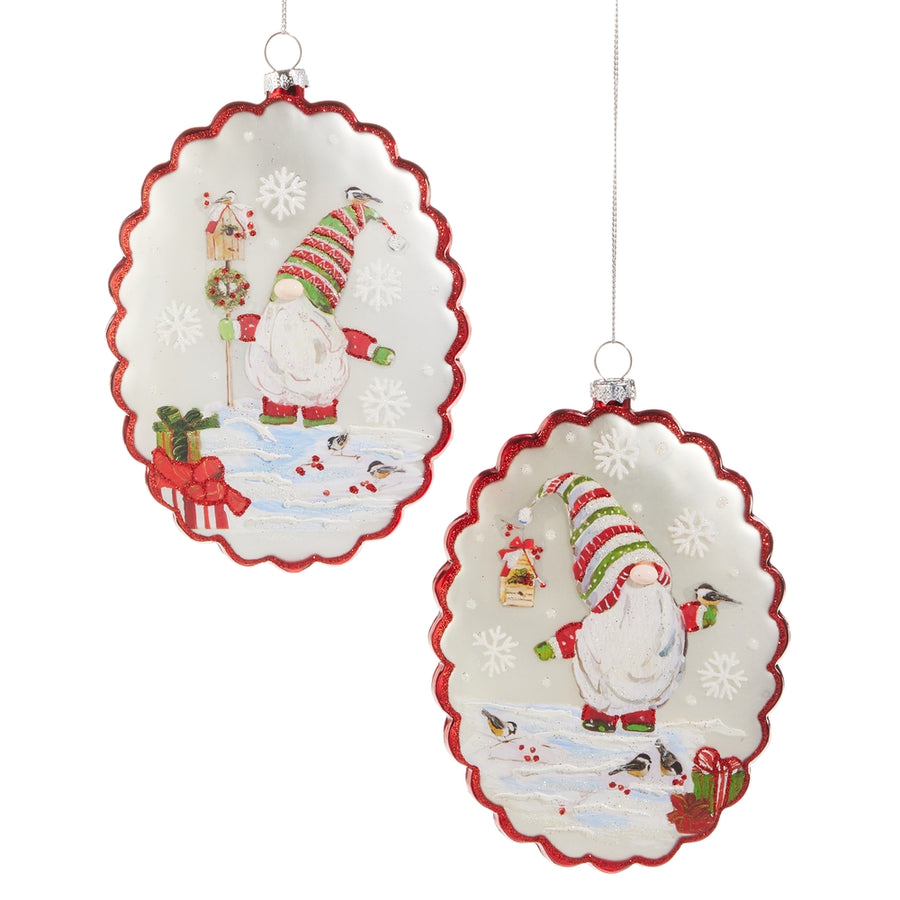 5.5" Winter Wonderland Gnome Oval Disk Ornament