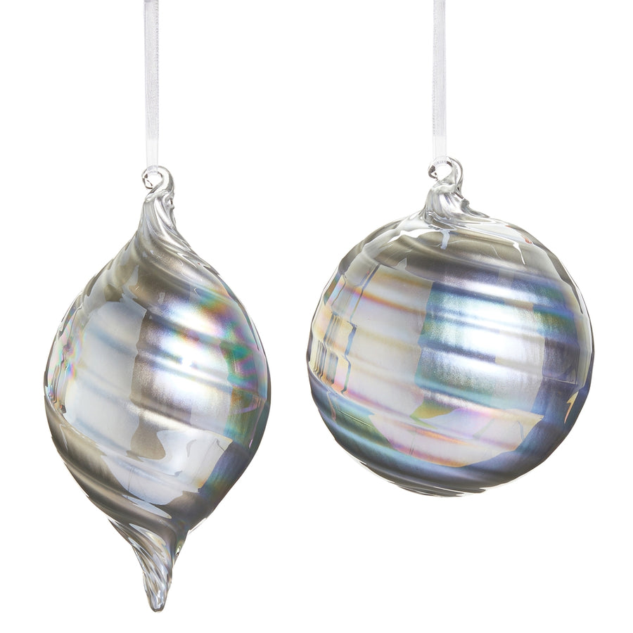6" Silver Iridescent Swirl Ornament