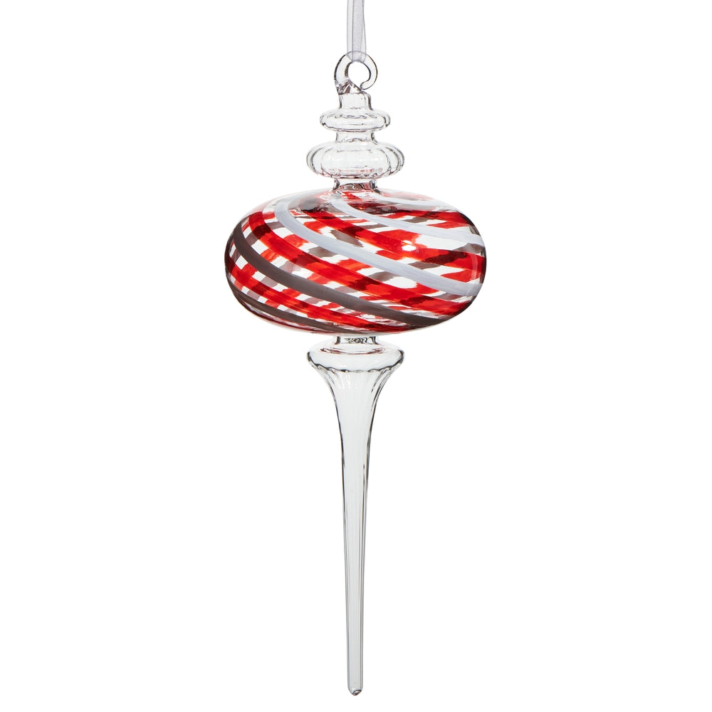 9.5" Peppermint Swirl Finial Ornament
