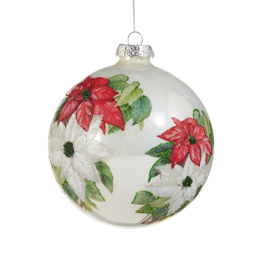 5" Festive Christmas Floral Ball Ornament