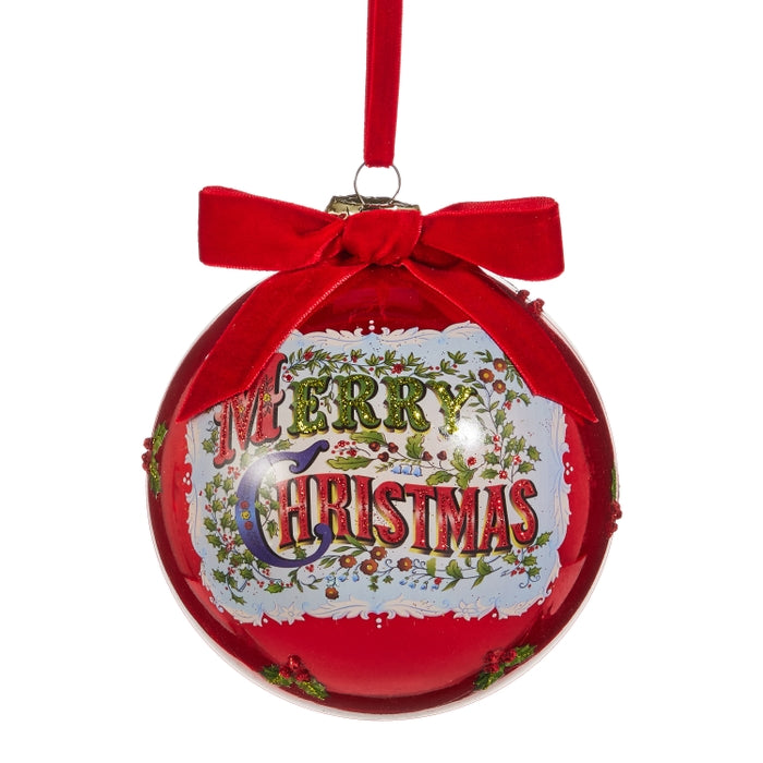 5" Antique Merry Christmas Ball Ornament