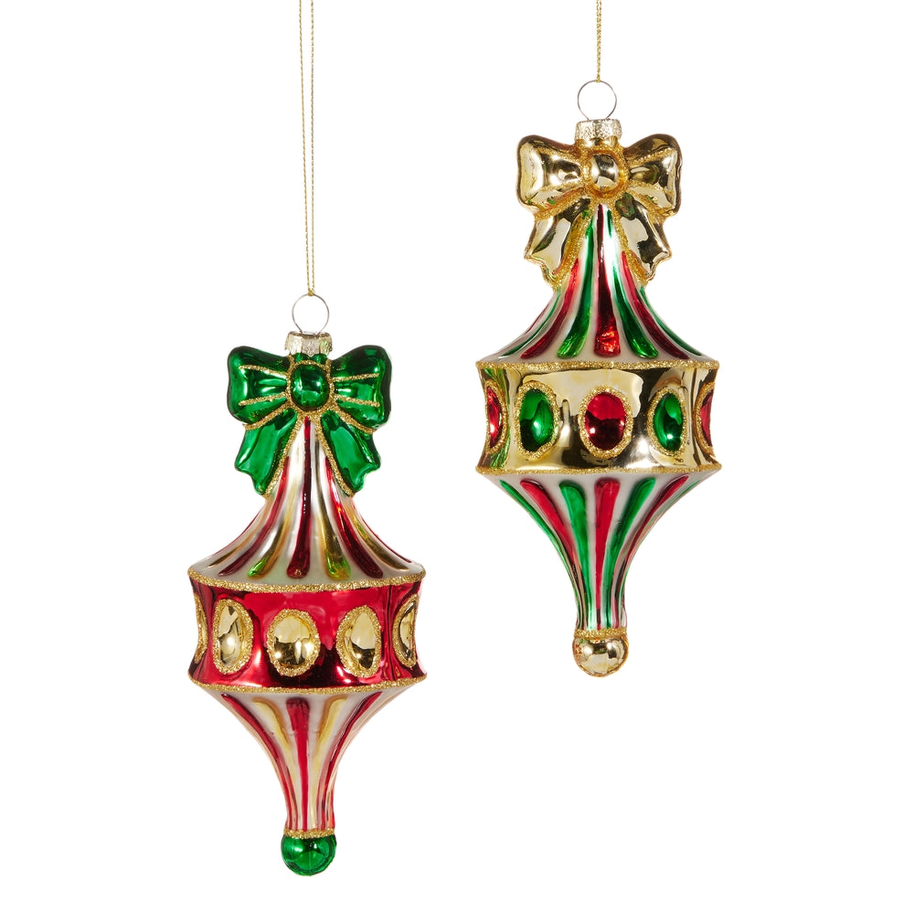 6" Red Green Fairground Finial Ornament