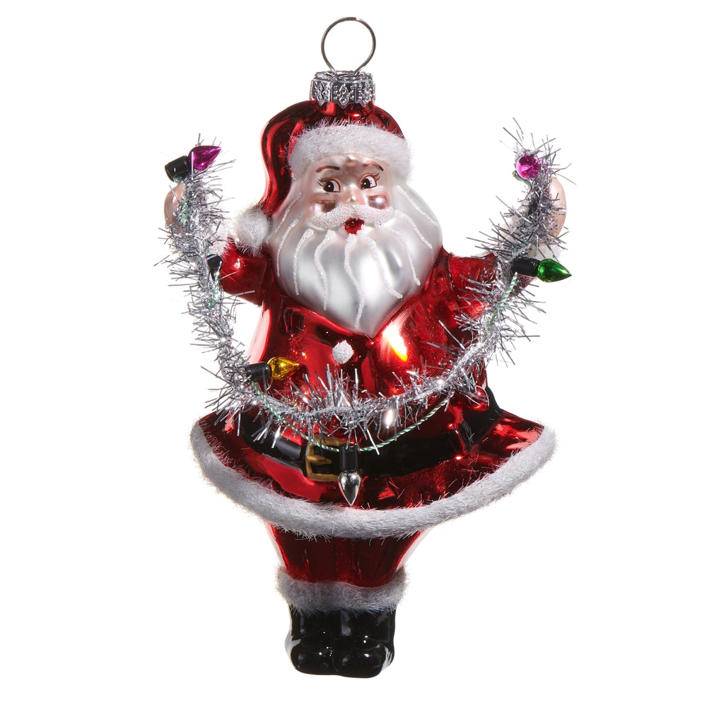 5" Santa Holding Lights Ornament