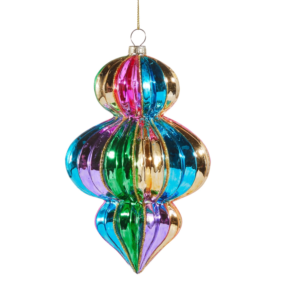 6.25" Multicolor Stripe Finial Ornament