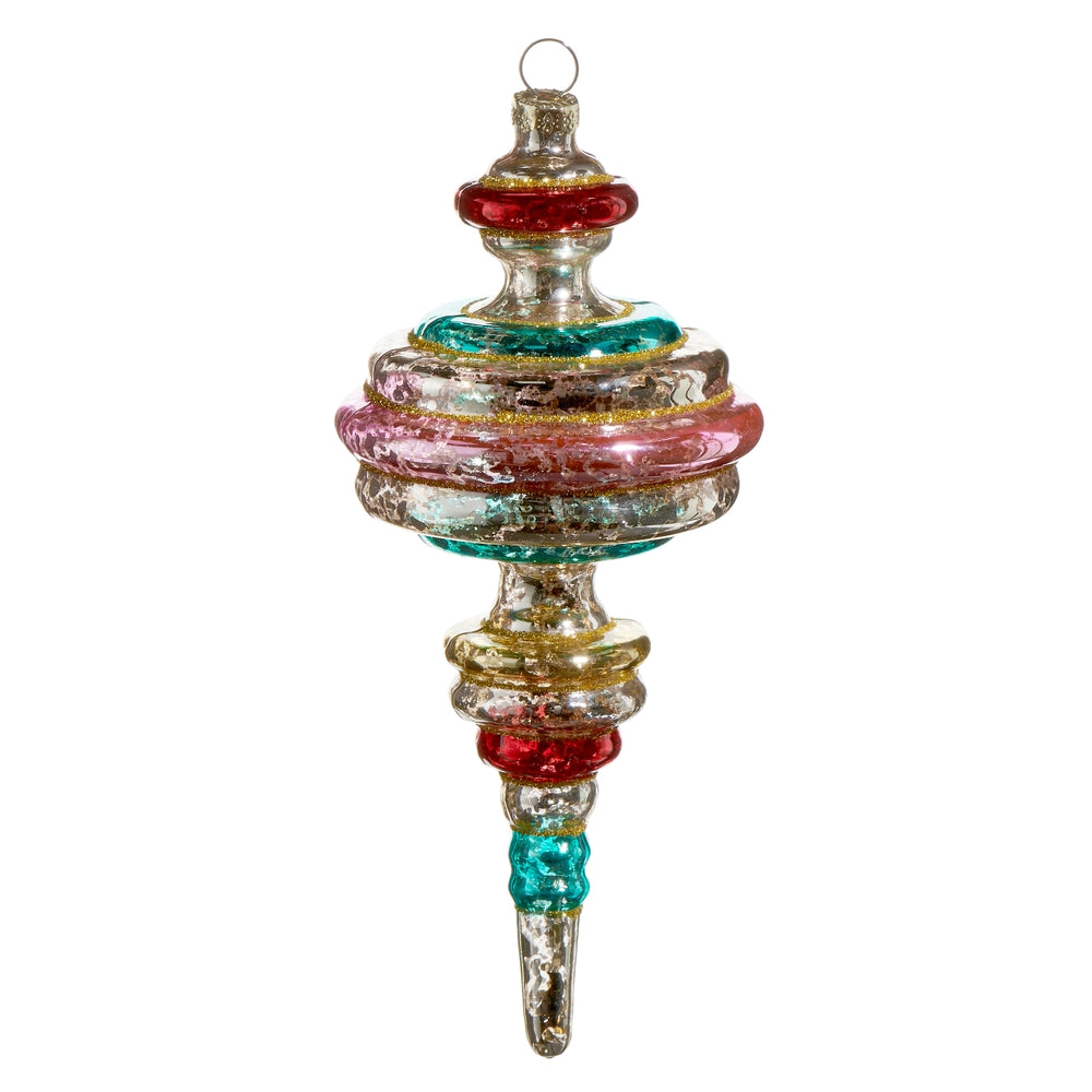 7" Multicolor Vintage Finial Ornament