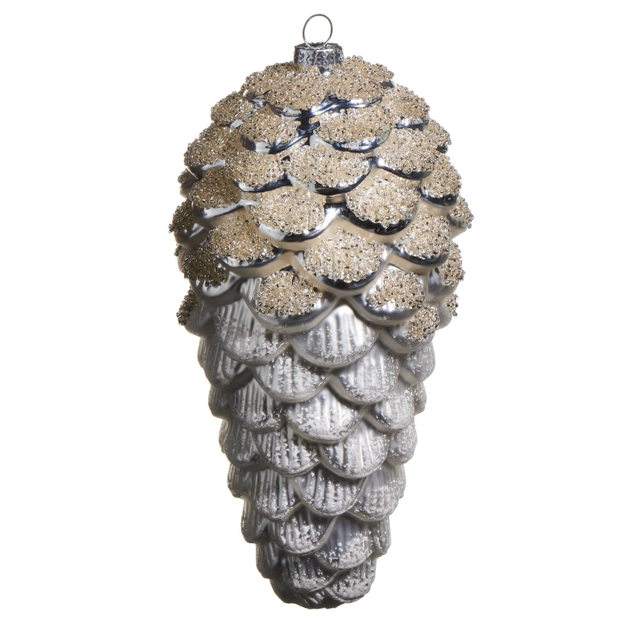8" Iced Pinecone Ornament